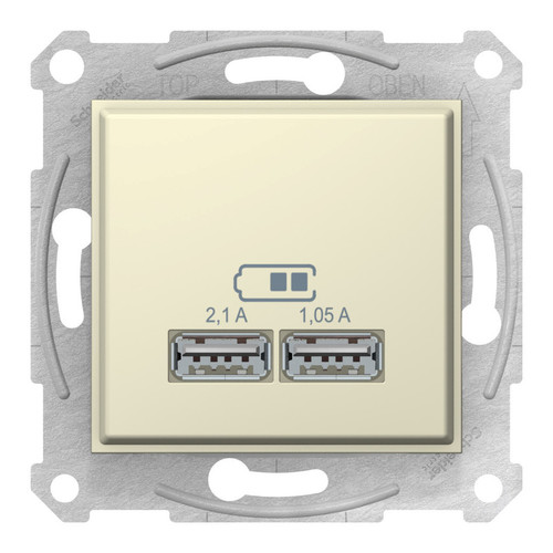 Розетка 2xUSB Schneider Electric SEDNA, бежевый